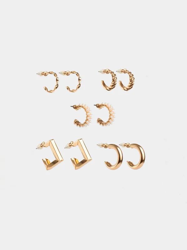 Серьги-пусеты, 1,5 см, 10 шт, металл, золотистые, Jewelry, image-1