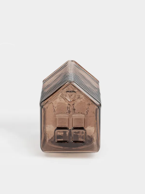 Сәндік шам, 12х12 см, шыны, қоңыр, Үй, House shape, image-1