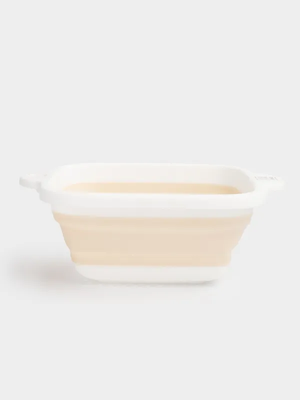 Дуршлаг, 26 см, складной, квадратный, пластик/резина, серо-бежевый, Foldaway, image-0