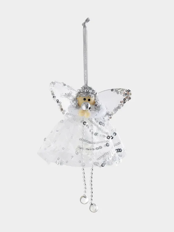 Игрушка елочная, 18 см, пластик/полиэстер, серебристая, Девочка в платье, Sweet girl, image-1