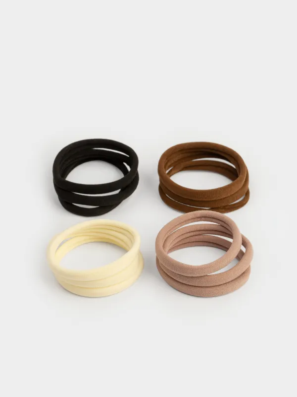 Шаш резеңкесі, 6 см, 12 дана, полиэстер, ақ/қара/қоңыр/сарғылт-қоңыр, Hair basic, image-1