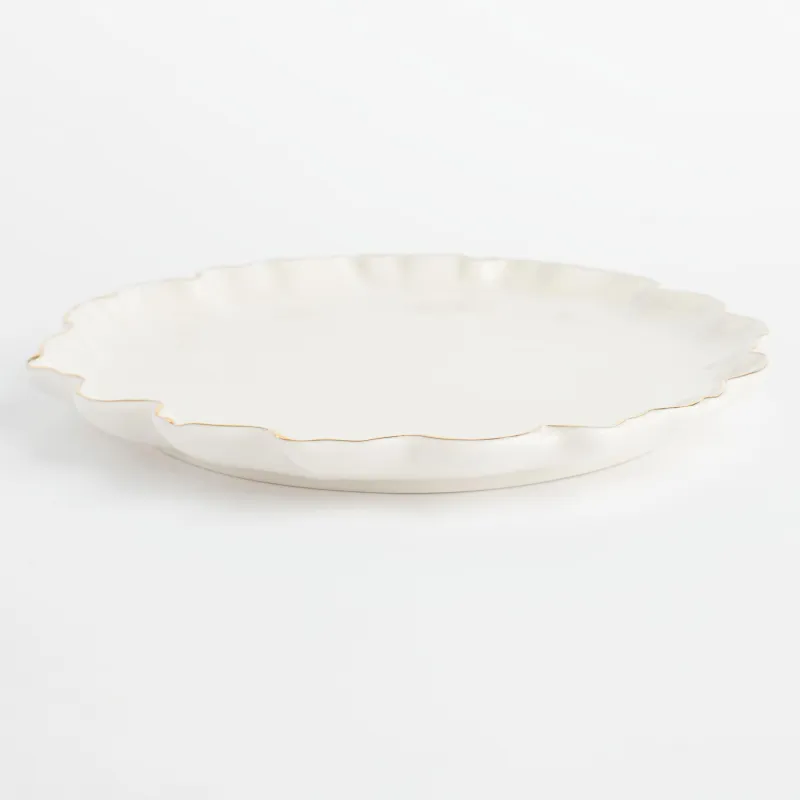 Тіскебасар тәрелкесі, 20 см, фарфор P, алтын жиектері бар, Мыжылған әсер, Crumple gold, image-2