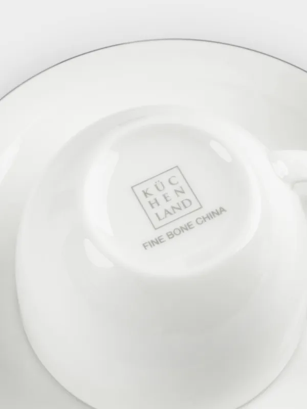 Шай жұбы, 2 тұлға, 4 зат, 250 мл, F фарфоры, ақ, Ideal silver, image-5