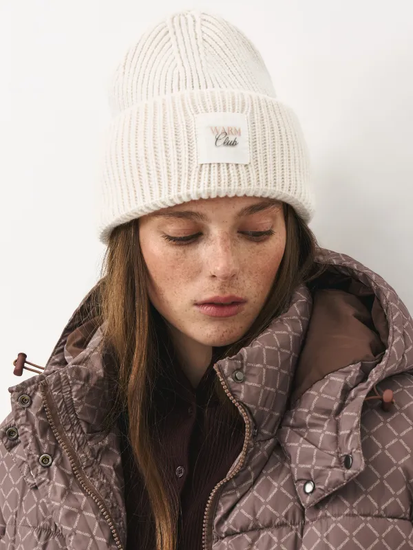 Әйелдер бас киімі, бірыңғай өлшем, полиэстер/акрил, сүт түстес, Knitting, image-2