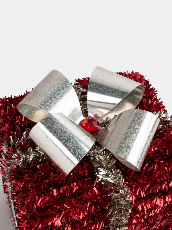 Статуэтка, 15 см, мишура/пластик, красная, Подарок, Tinsel decor, image-2