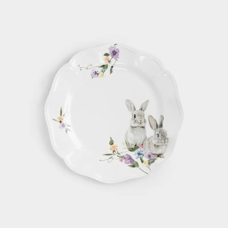 Тарелка обеденная, 27 см, фарфор N, белая, Кролики, Rabbit Easter