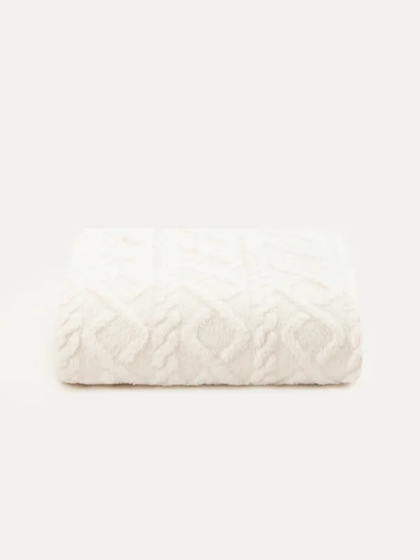 Плед, 130х170 см, шерпа, молочный, Косы, Sherpa, image-8