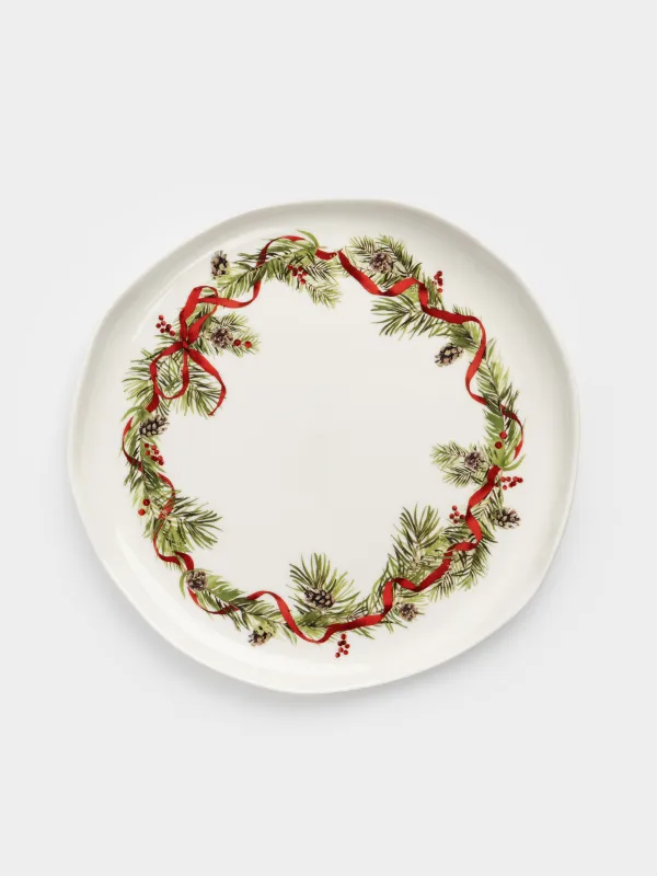 Ас сервизі, 6 адам, 12 зат, фарфор N, ақ, дақты, Шырша бүршіктері мен шетен, Rowan delice, image-2