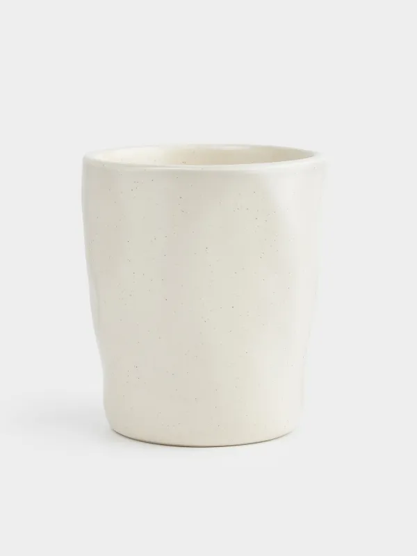 Стақан, 10 см, 300 мл, керамика, сүт түстес, Мыжылған әсер, Crumple creme, image-0