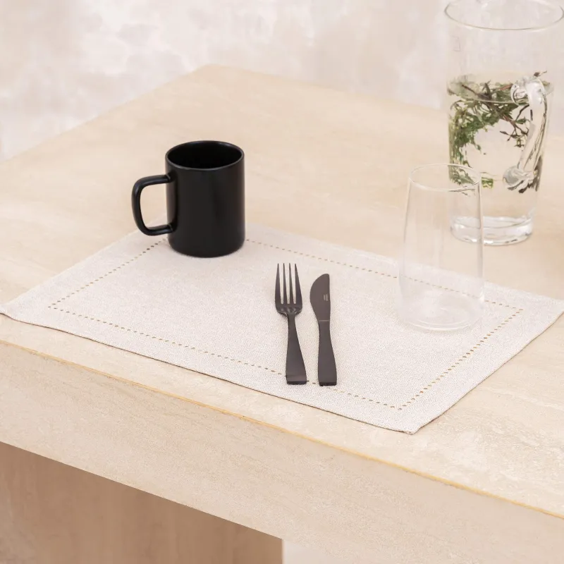 Аспап астындағы майлық, 30х45 см, полиэстер, тікбұрышты, күміс Крем, Hemstitch