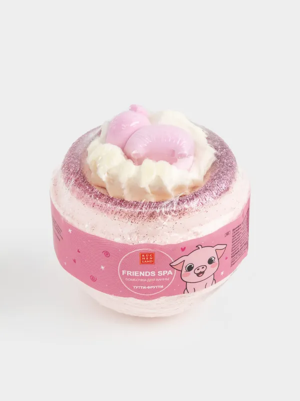 Ваннаға арналған бомба, 130 гр, ойыншықпен, қызғылт, Тутти-фрутти, Шошқа, Friends spa, image-3