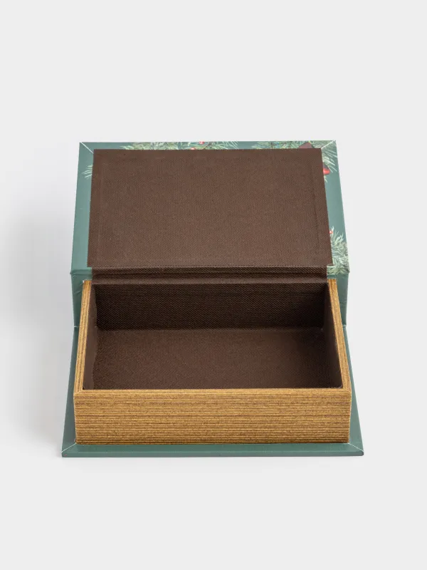 Шкатулка для украшений, 22х18 см, МДФ, прямоугольная, зеленая, Книга, Christmas miracle classic, image-4