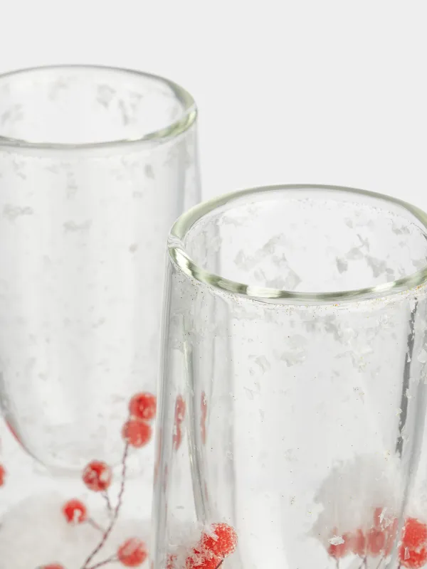 Шампан бокалы, 100 мл, 2 дана, шыны Б, ішінде бұтақтары мен қызыл жидектері бар, Air decor, image-2