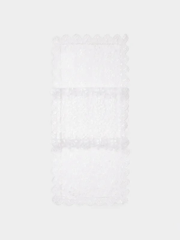 Үстел төсеніші, 40х160 см, шілтерлі, полиэстер, ақ, Шілтерлі гүлдер, Flowers lace, image-0