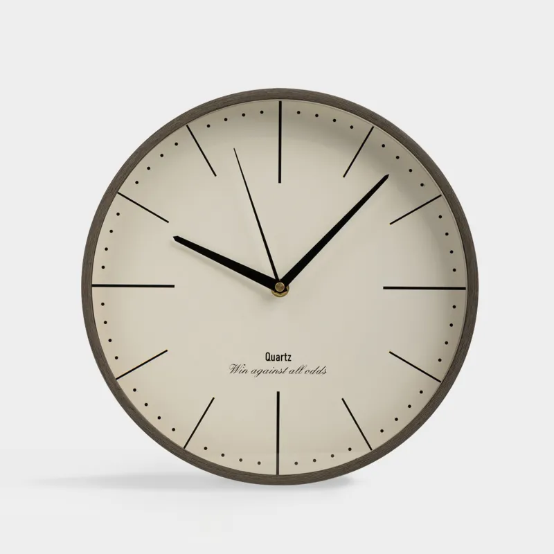 Қабырға сағаты, 30 см, пластик/шыны, дөңгелек, сұр және сарғылт-қоңыр, Dial