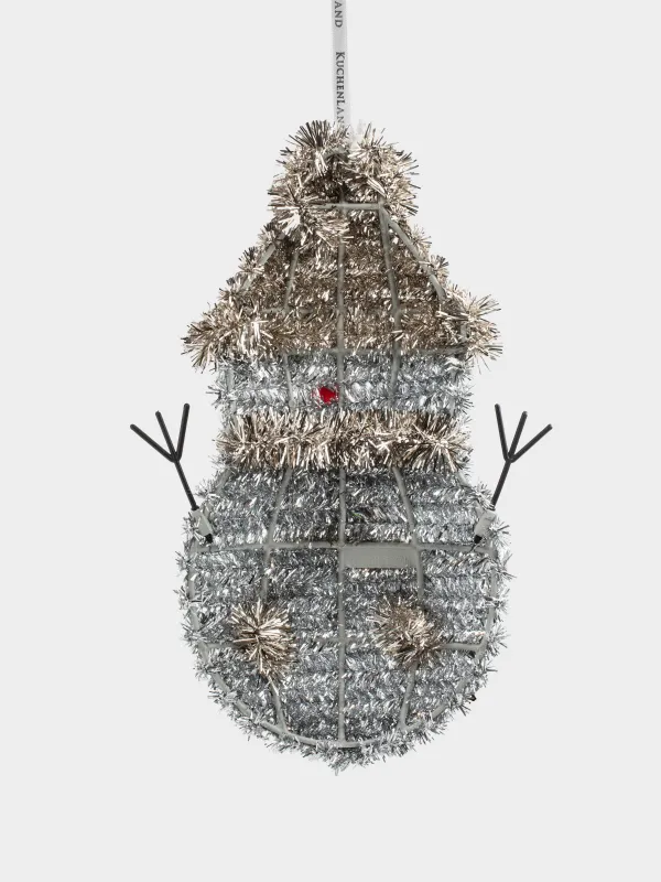 Украшение декоративное, 35 см, подвесное, мишура/пластик, серебристое, Снеговик, Tinsel decor, image-3