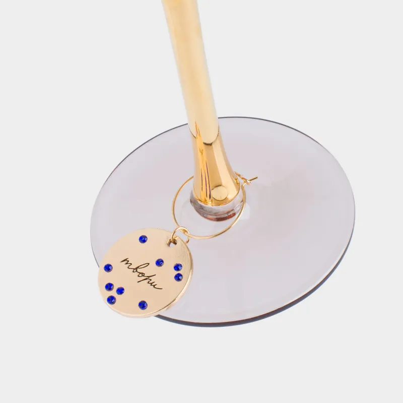 Бокалға арналған аспа, 6 дана, металл/страздары бар, алтын, Медальондағы тілектер, Fantastic gold, image-4