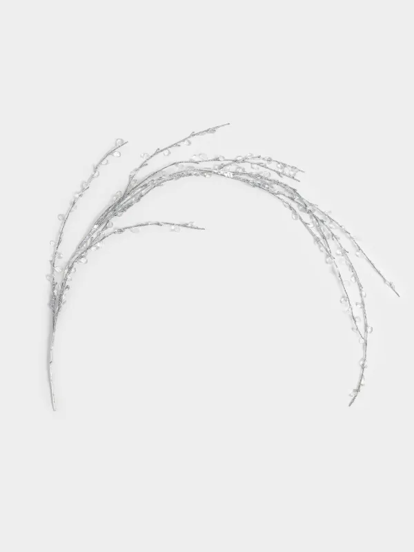 Ветка-гирлянда декоративная, 1,2 м, акрил/металл, серебристая, Кристаллы, Crystal decor, image-0