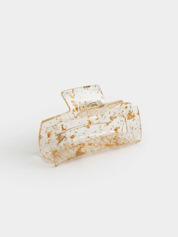 Шаш қыстырғыш, 10 см, пластик/металл, алтын түстес, Шашқа арналған краб, Glam, image-1