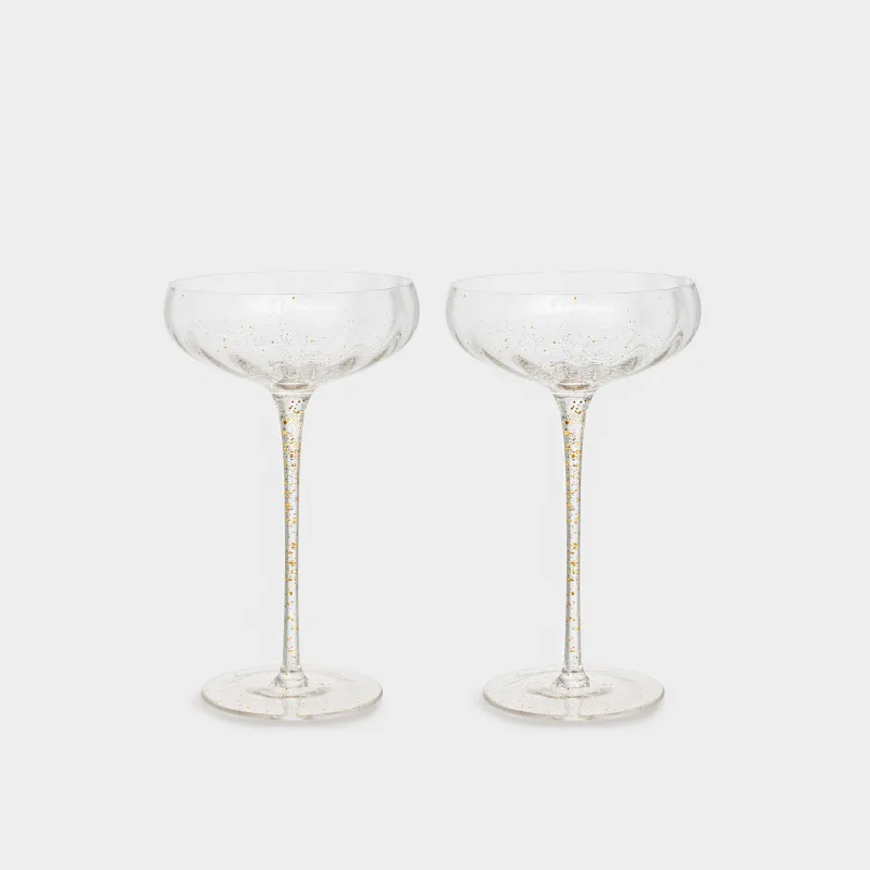 Бокал-креманка для шампанского, 2 шт, Золотистые брызги, Filo R speck