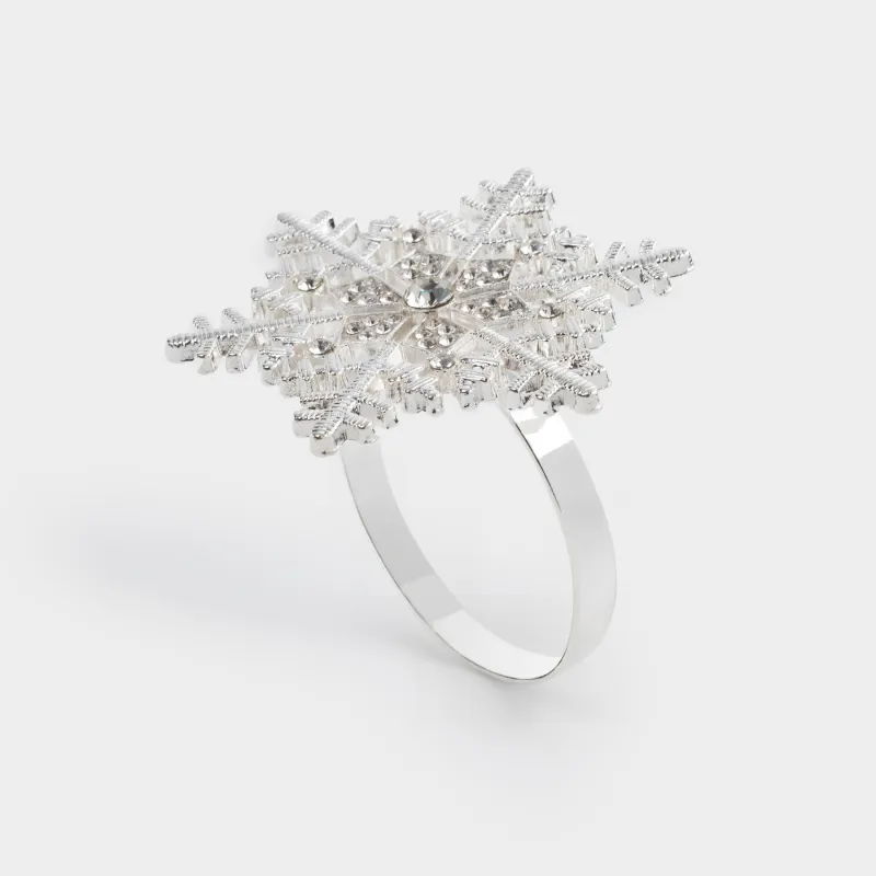 Майлықтарға арналған сақина, 5 см, металл, күміс түстес, Қар ұшқыны, Snowfall