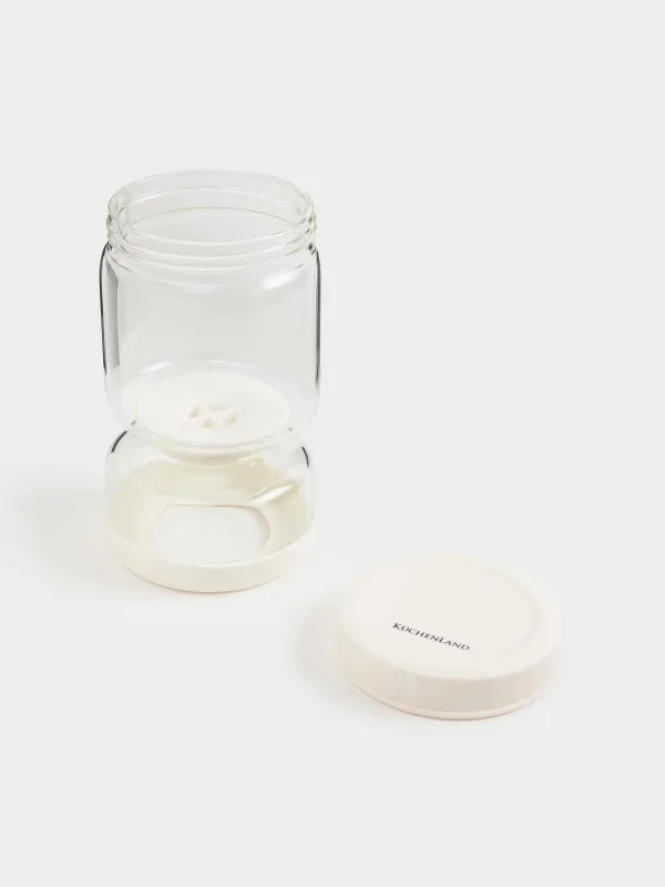 Банка для маринованных продуктов, 300/600 мл, двойная стекло/силикон, бежевая, Laneri, image-2