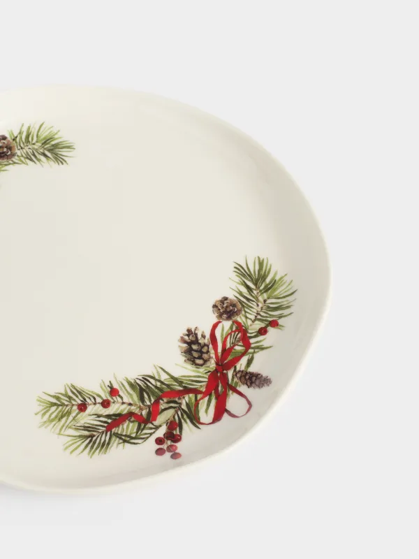 Тарелка закусочная, 19 см, фарфор N, белая, Шишки и рябина, Rowan delice, image-3