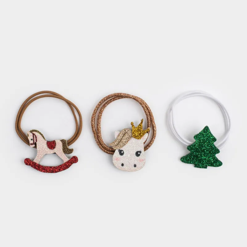 Шаш резеңкелер жинағы, 5 см, 3 дана, балаларға арналған, полиэстер, Жылқы мен шырша, Hairstyle