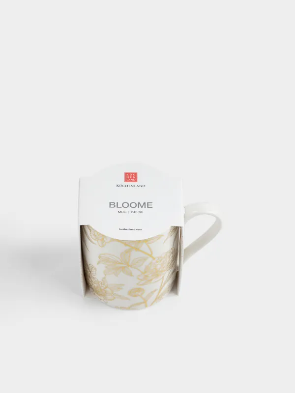 Кружка, 340 мл, фарфор N, бело-золотистая, Пионы, Bloome, image-4