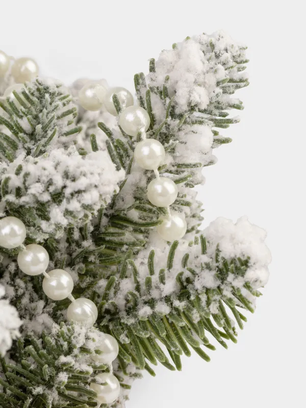 Жасанды шырша, 30 см, крафтта, ПВХ, Інжу-маржаны бар қарлы шырша, Snowy decor, image-3