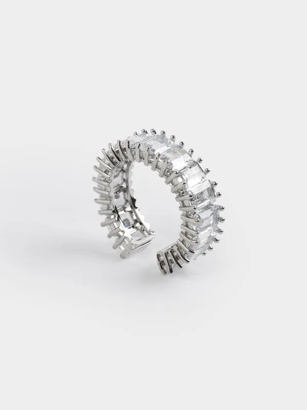 Сақина, ө. S-M, бір өлшем, металл/шыны, күміс, Кристалдар, Mineral, image-0