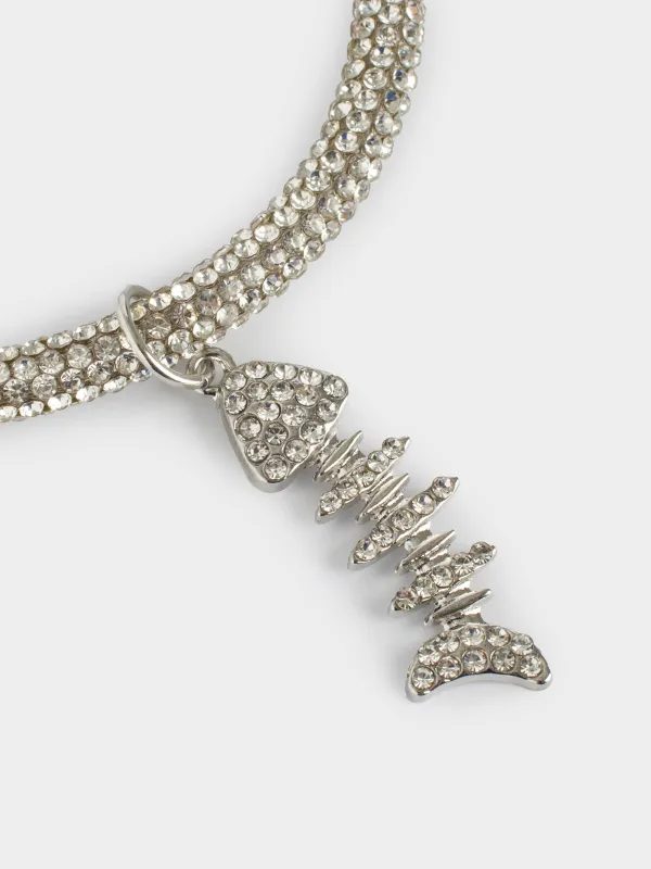 Ошейник для животных, 27 см, декоративный, металл/стразы, серебристый, Рыбка, Crystal pet, image-2