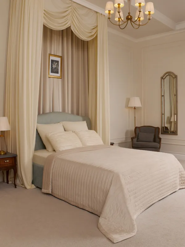 Көрпе, 220х240 см, көрпе, кордюр / микрофибра, бежевый, жолақтар, Stitch velvet, image-5