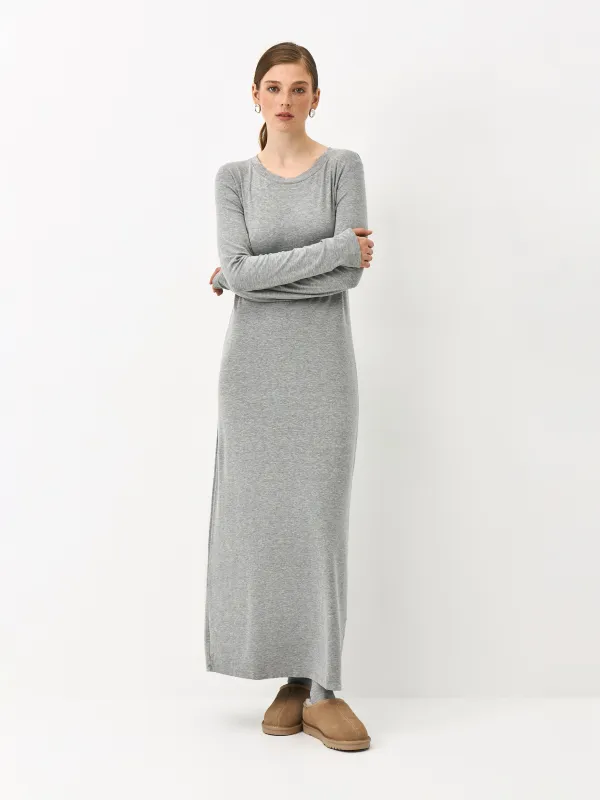 Әйелдер көйлегі, макси, өлшемі XS, ұзын жеңді, вискоза/спандекс, сұр, Alfonsina, image-0