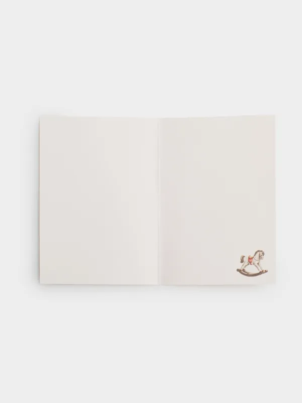 Сыйлық ашықхаты, 12х17 см, қағаз, ақ, Шыршасы бар жылқы, Christmas horse, image-3