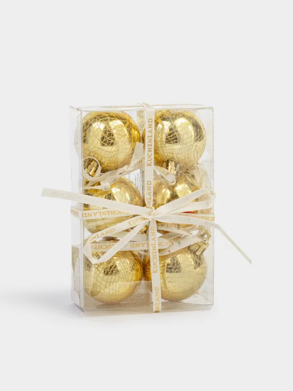 Шырша ойыншығы, 4 см, 6 дана, пластик, шампан, Шар, Ball sparkle, image-2