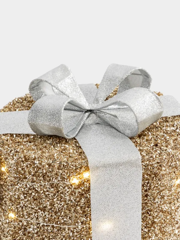 Мүсінше, жарықтандырылған, 25 см, металл, дөңгелек, шампан, Сыйлық, Frosty sparks, image-1