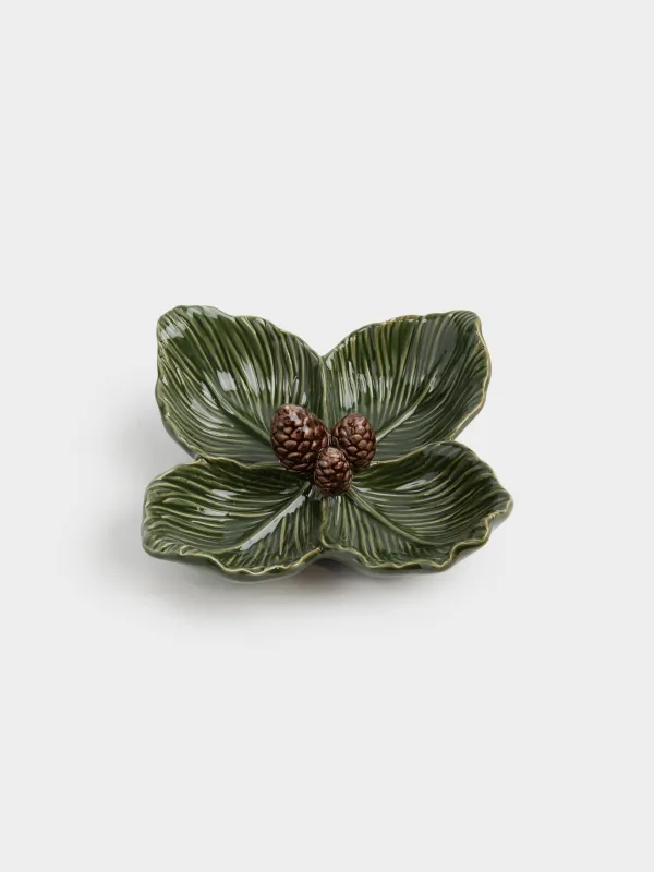 Менажница, с декором, 24х6 см, 4 отд, керамика D, зеленая, Шишки на еловых ветках, Forest whispers, image-3