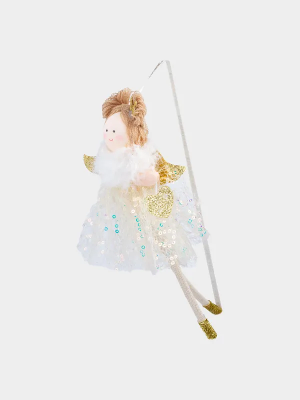 Игрушка елочная, 21 см, полиэстер/пенопласт, шампань, Девочка в платье, Sweet girl, image-2
