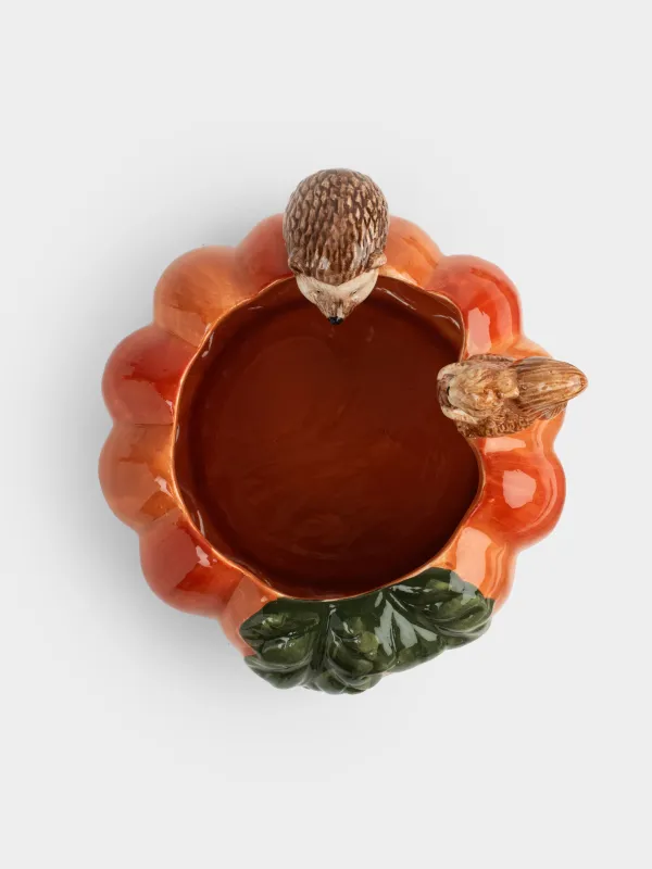 Конфетница, 19х14 см, керамика D, оранжевая, Еж и белка на тыкве, Forest symphony, image-5