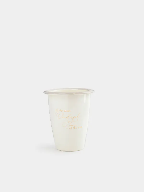 Стақан, 12 см, 500 мл, эмальданған металл, сүт түстес, Бұтақтар, Autumn eamel, image-0