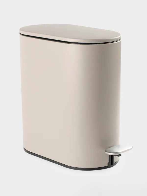 Қоқыс контейнері, 5 л, педаль, болат / пластик, сарғылт-қоңыр-сұр, Giza, image-0