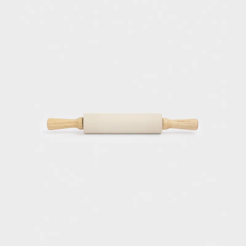 Скалка, 38 см, силикон/дерево, бежевая, Bakery