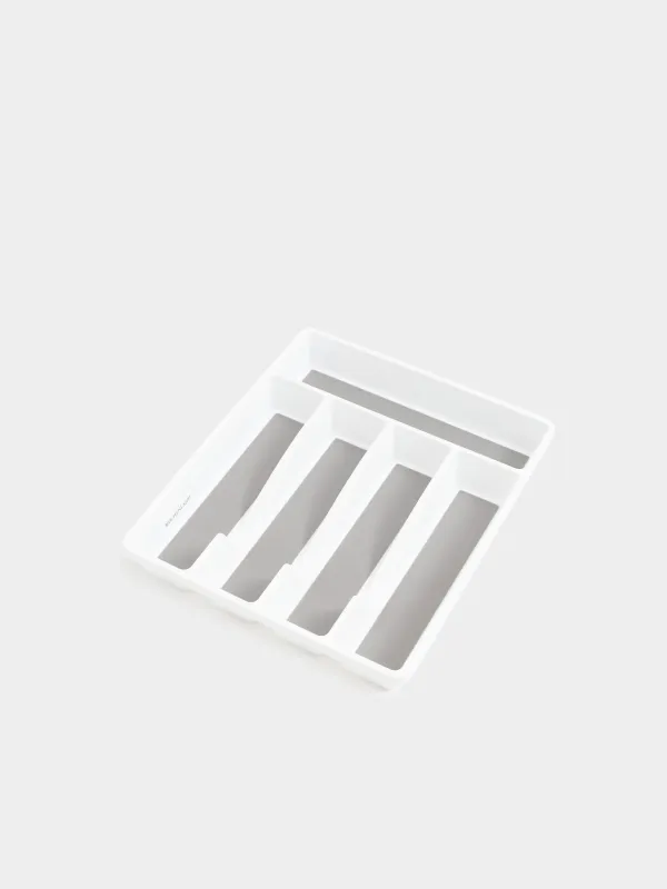 Лоток для столовых приборов, 33х29 см, 5 отд, пластик/каучук, бело-серый, Non-slip, image-2