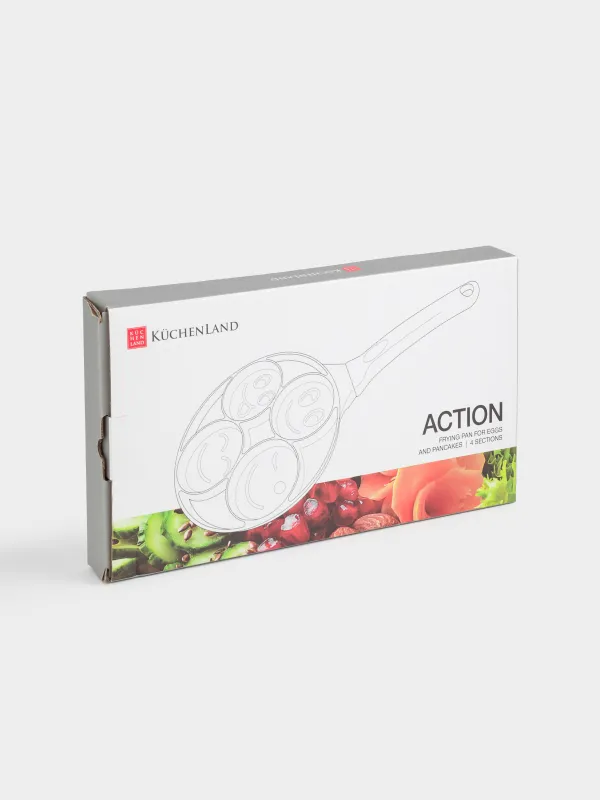 Сковорода для яиц и оладий, 21 см, 4 отд, с покрытием, алюминий, Смайл, Action, image-9