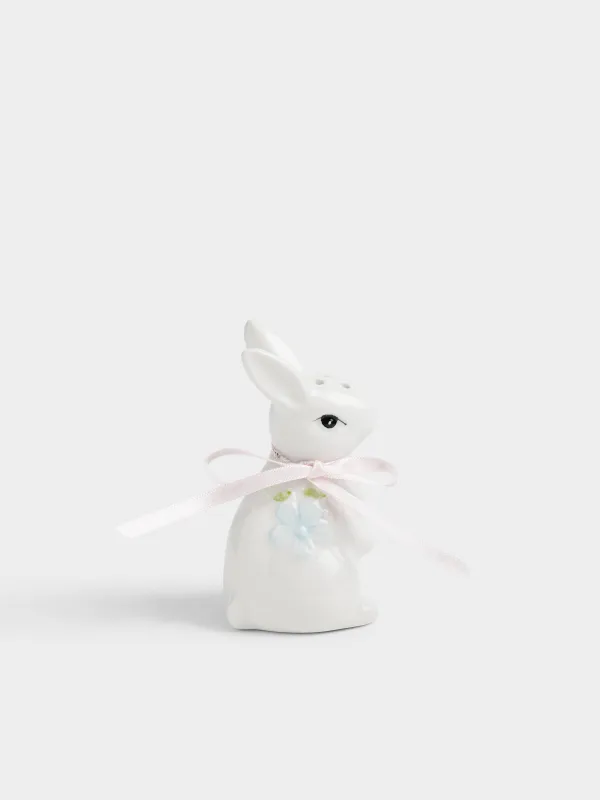 Емкость для соли или перца, 9 см, керамика D, молочная, Кролик с цветами, Rabbit bloome, image-0