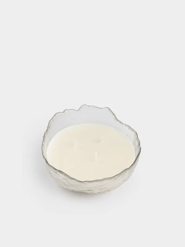 Свеча ароматическая, 13х6 см, три фитиля, в подсвечнике, стекло, Vanilla, Glacial color, image-1