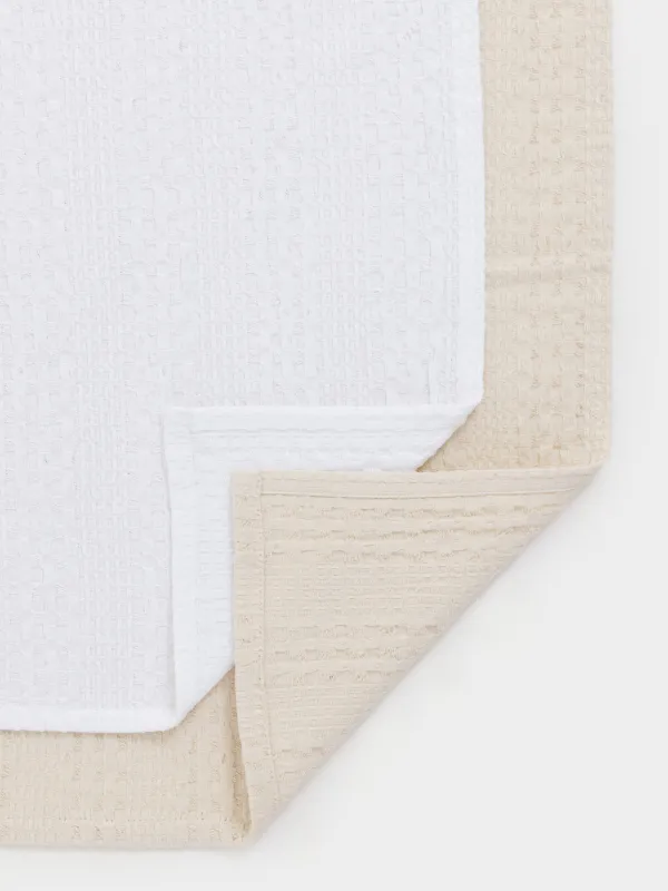 Асүйлік сүлгі, 40х60 см, 2 дана, мақта, ақ/сарғылт-қоңыр, Waffle, image-3