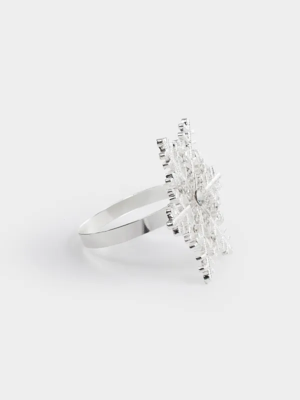 Майлықтарға арналған сақина, 5 см, металл, күміс түстес, Қар ұшқыны, Snowfall, image-2