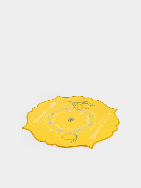 Салфетка под приборы, 38х38 см, полиэстер, фигурная, желтая, Сервировка, Enclose, image-1